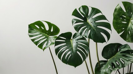 Monstera Leaves Isolated on White Background