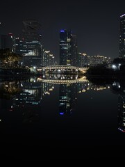 Park in Incheon beautiful night view and buildings