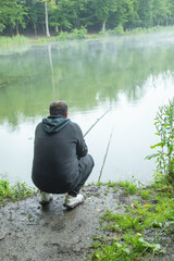 Obraz premium Fisherman catches fish. Fishing. Hobby