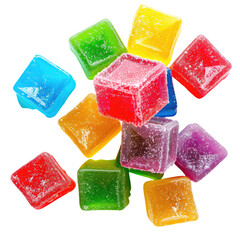 Colorful square candies in a cluster