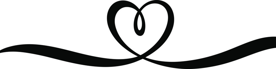  Elegant black heart divider with swirling ribbon accent