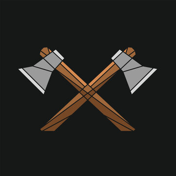 crossed axes brown wood gray metal clip art preview