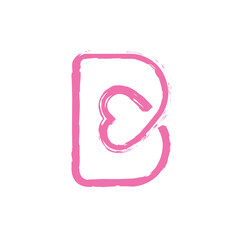 b letter heart vector abstract modern logo