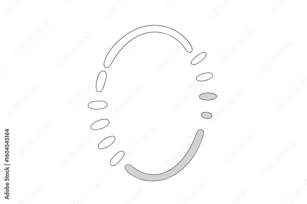 Poster oval loading wheel progress indicator icon, spinning preloader animation graphic, dotted ellipse buf