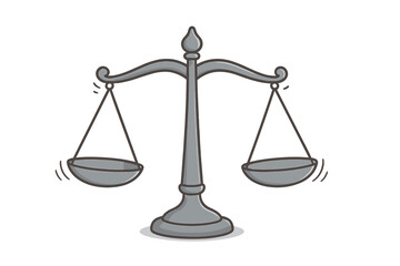 Weight scale balance, symbol of justice and law. Metaphor for equality, choice, decision. Weighing pros and cons. Court, legal, judge icon. Libra zodiac sign cartoon vector.