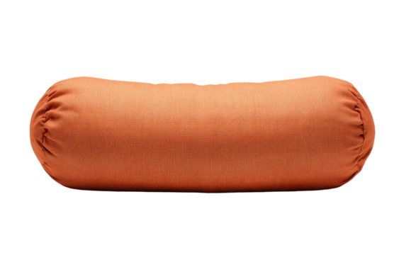 A reddish-brown cylindrical object, possibly a sausage or a cushion.  It's smooth, with a slightly puffed appearance
