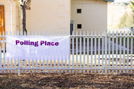 polling place sign at a community hall polling centre