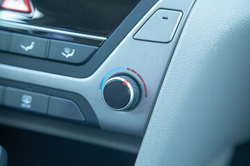 Close up view of modern car buttons. Technology system control