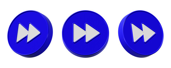 3d forward icon with blue rounded edges isolated on transparent background