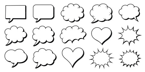 Fototapeta premium Hand Drawn Speech Bubbles Collection for Graphic Design Projects
