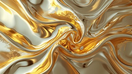 Bright Metallic Gold Waves with Abstract Depth