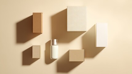 Geometric arrangement of sleek rectangular objects on a neutral surface, showcasing minimalist design.