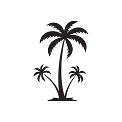Obraz premium Black palm trees silhouette isolated on white background