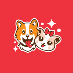 dog cat vector abstract modern logo