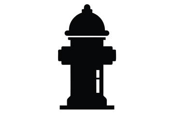 Fototapeta premium Simple Silhouette of a Black Fire Hydrant Against a White Background Water Safety Equipment and Urban Infrastructure