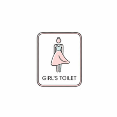 Simple female toilet icon used as a sign to mark the women&rsquo;s restroom entrance. Clear gender indicator and guide for visitors to easily find the correct toilet, Perfect for posters