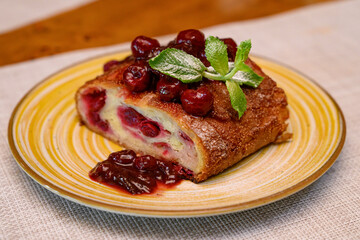 Piece of homemade cherry pie