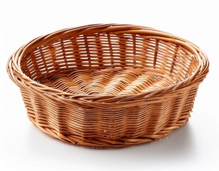 Fototapeta premium empty wicker basket isolated on white background