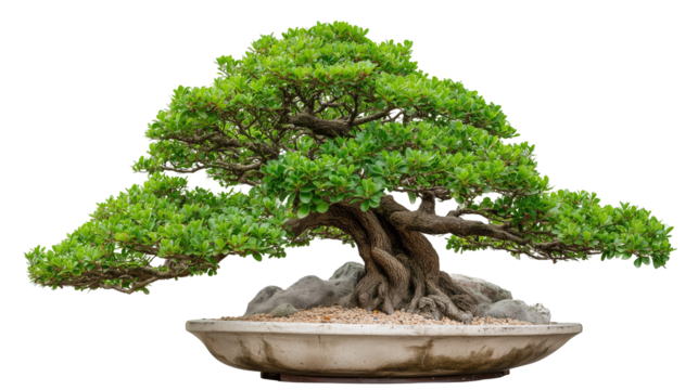 Elegant Japanese Bonsai Tree isolated on white background