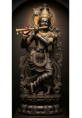 Obraz premium Majestic Lord Krishna Sculpture: Divine Flute Player