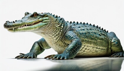 Fototapeta premium full body crocodile isolated white background