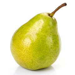 Fresh, juicy ripe pear with smooth green-yellow skin.