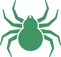 Flat Style Spider Icon in Green Color.