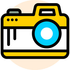 Colorful Digital Camera Icon in Flat Style.