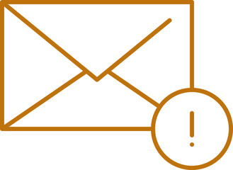 Flat style warning mail icon in brown line art.