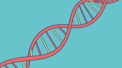 Colorful Abstract Representation of DNA Double Helix Structure on Blue