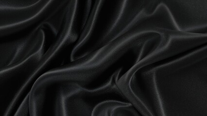 Fototapeta premium Elegant black satin or silk texture creating an abstract luxury fabric background, rendered photo