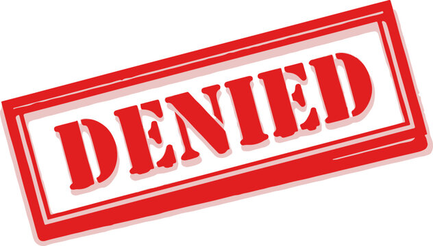 Denied stamp, red ink on white