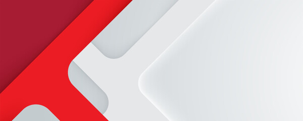 Fototapeta na wymiar Red and white abstract paper background with geometric shapes and modern design elements