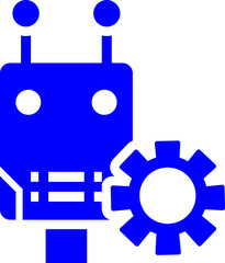 Robotics Setting Icon in Blue and White Color.
