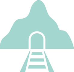 Turquoise and White Railway Mountain Tunnel Icon.