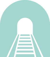 Isolated Railway Tunnel Icon in Turquoise and White Color.