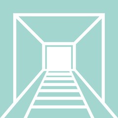 Railway Mining Tunnel Icon in Turquoise and White Color.