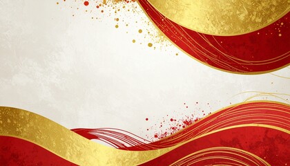 金と赤の優雅で抽象的な背景素材（お祝い、寿、年賀状素材）