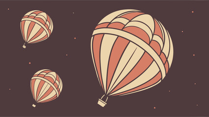 Vintage Hot Air Balloons Floating in a Starry Night Sky with Gentle Colors