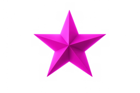 Vibrant pink five-pointed star crafted from folded paper, isolated on a transparent background, perfect for design projects