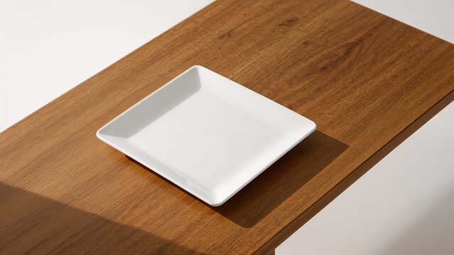 A squared dish positioned on a tabletop