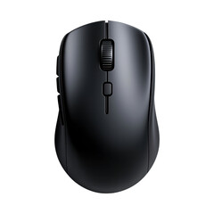 Sleek black wireless computer mouse on a dark background
