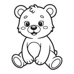 Illustration of a cute cartoon bear sitting down upright