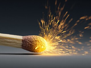 High-Quality Igniting Matchstick Close-Up with Sparks and Flames Modern Authentic Inspiration for Professional Marketing and Social Media Campaigns