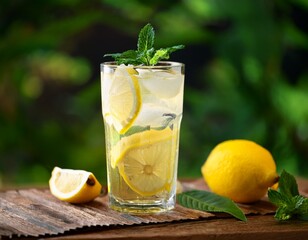 Fototapeta premium close up of a chilled refreshing lemon beverage