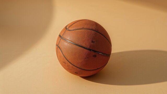 A damaged basketball lying in the sun casting a shadow - Powered by Adobe
