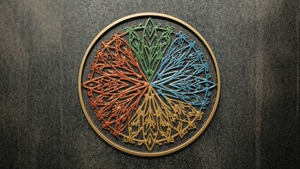 A Circular Design Featuring Four Seasons Intertwined to Represent a Symbolic Year
