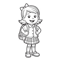 Illustration of a girl in school uniform with a backpack