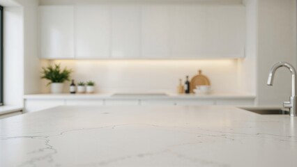 Blurred indoor scenes with table surfaces created by AI generation tools