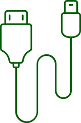 Green Linear Style USB Cable Icon.